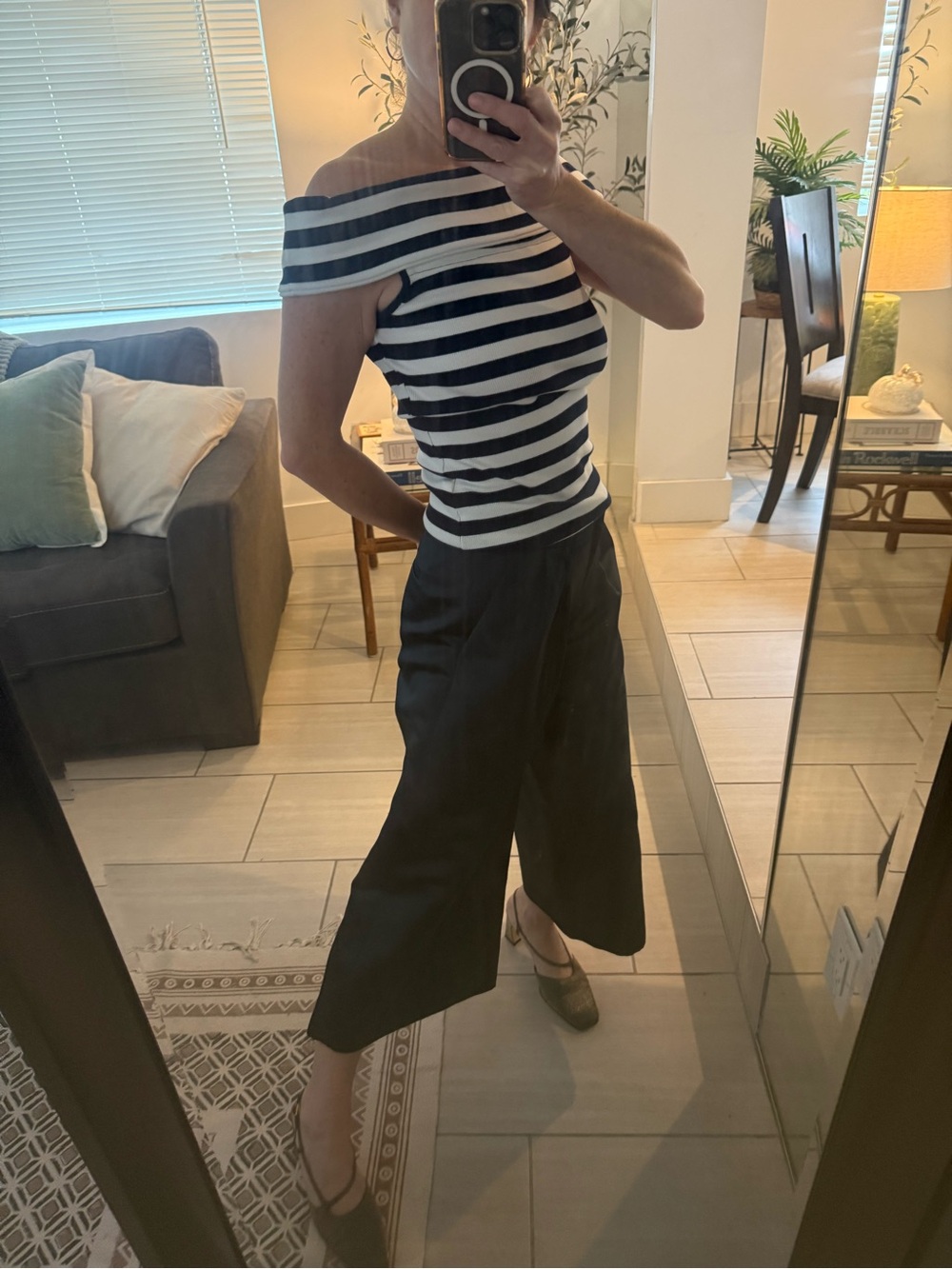 Tibi NWT Navy Wide-Leg Cropped Culotte Pants Pockets Fully Lined Size 0